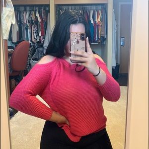 Red Cold Shoulder Sweater